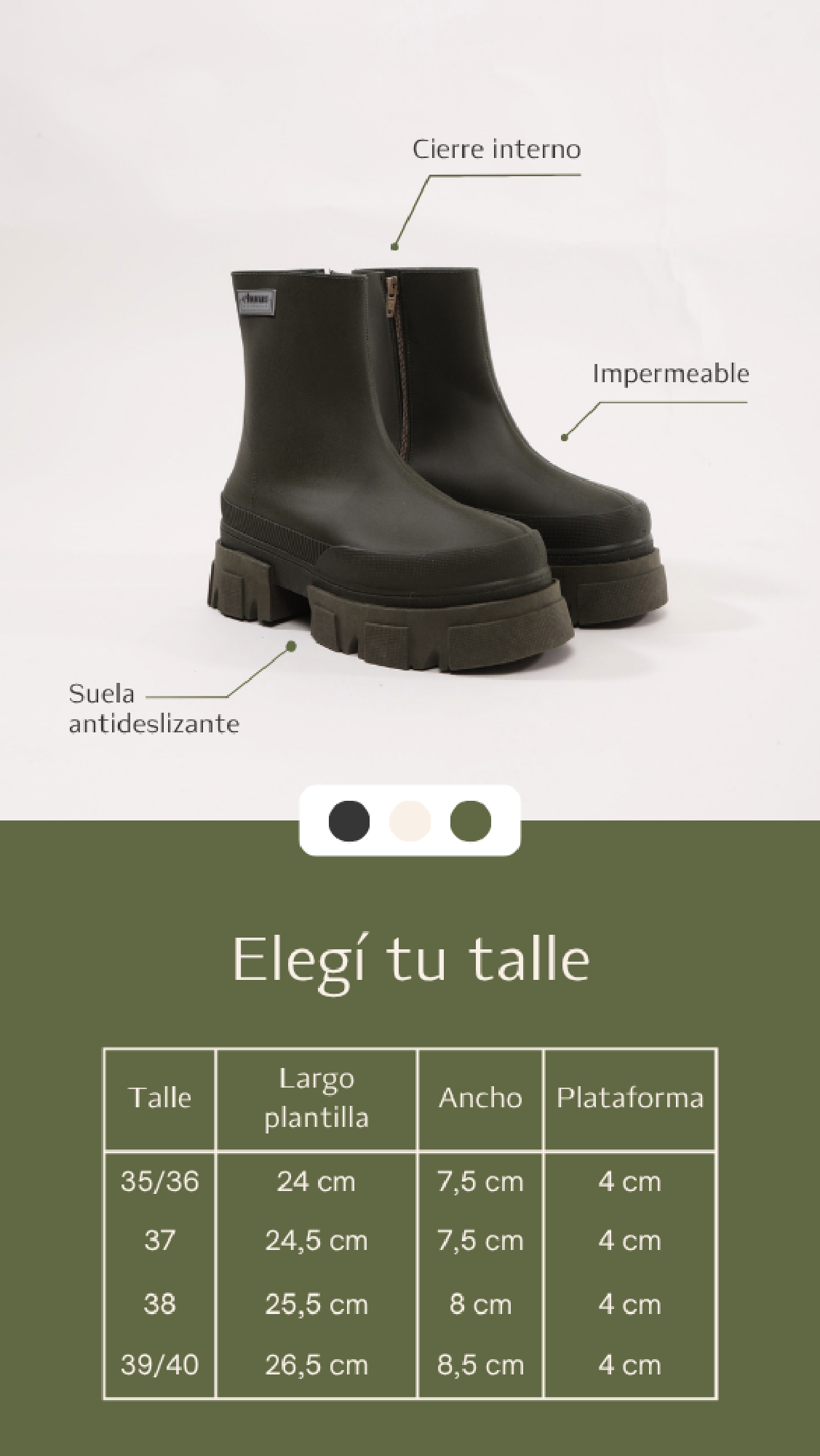 BOTAS DE LLUVIA URBANAS CON PLATAFORMA